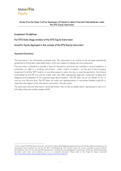 Annex III: Investment guidelines for the Early Stage window