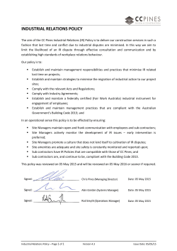 Industrial Relations Policy