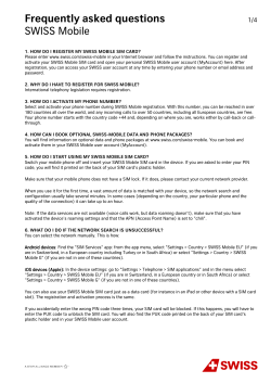 Frequently asked questions SWISS Mobile
