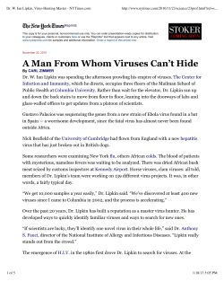 Dr. W. Ian Lipkin, Virus-Hunting Master - NYTimes.com