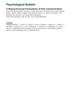 A Biopsychosocial Formulation of Pain Communication (PDF
