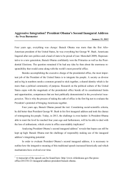 Aggressive Integration? President Obama`s Second Inaugural Address