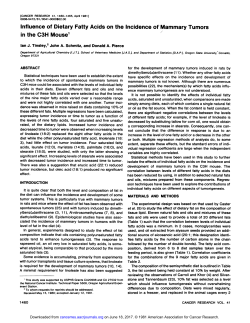 Influence of Dietary Fatty Acids on the Incidence