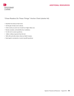 ADDITIONAL RESOURCES &ldquo;Close Readers Do These Things