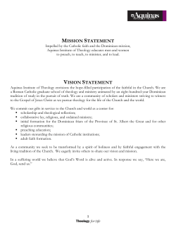 Application for Admission - Aquinas Institute of Theology