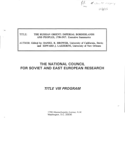 The Russian Orient - University Center for International Studies