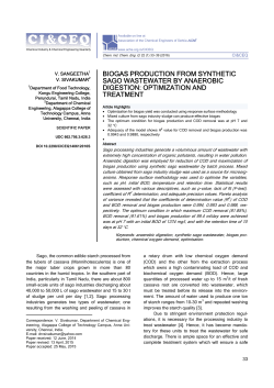 BIOGAS PRODUCTION FROM SYNTHETIC SAGO WASTEWATER