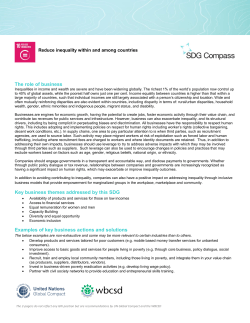 The role of business Key business themes addressed by this SDG