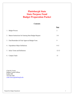 Plattsburgh State State Purpose Fund Budget Preparation Packet