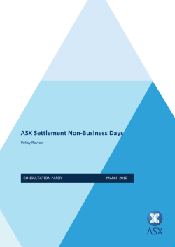 ASX Settlement Non-Business Days Policy Review