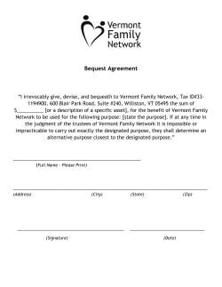 Bequest Agreement - Vermont Family Network