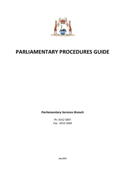 Parliamentary Procedures Guide - Department of the Premier and
