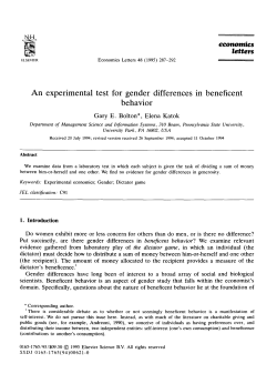 An experimental test for gender differences in beneficent behavior