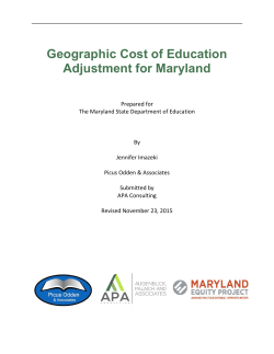 Geographic Cost of Education Adjustment for Maryland