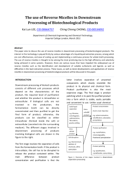 The use of Reverse Micelles in Downstream Processing of