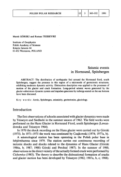 Seismic events in Hornsund, Spitsbergen Introduction