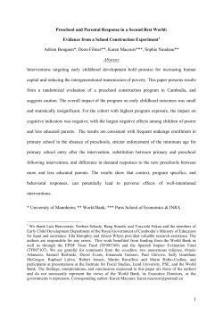 Preschool and Parental Response in a Second Best World