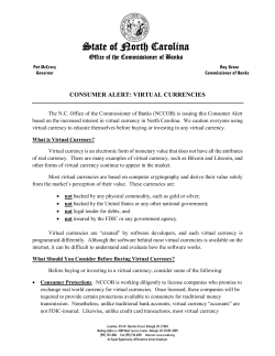 Consumer Alert on Virtual Currencies