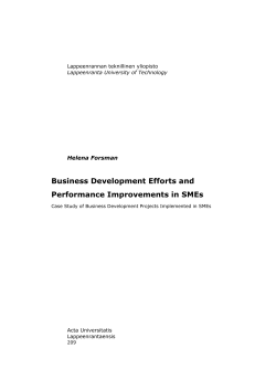 Business Development Efforts and Performance