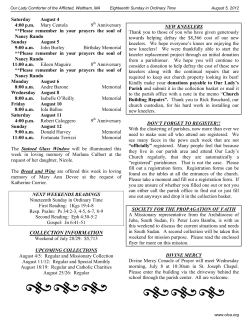 August 5, 2012 - Our Lady Comforter of the Afflicted Parish