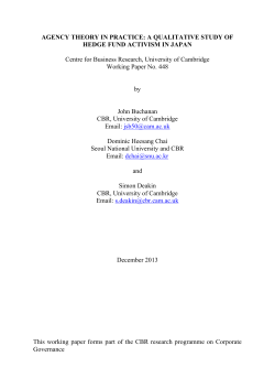 Agency Theory in Practice: A Qualitative Study of Hedge Fund