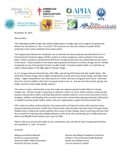Healthy Air Partners Oppose Carbon CRAs Letter to Senate