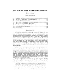 Life, Heartbeat, Birth: A Medical Basis for Reform