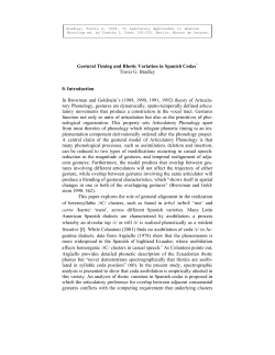 Gestural Timing and Rhotic Variation in Spanish Codas* Travis G