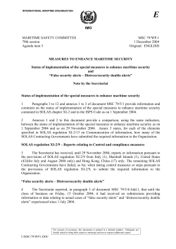 IMO MARITIME SAFETY COMMITTEE 79th session Agenda item 5