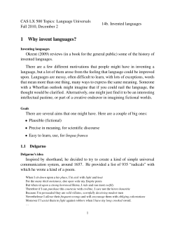 1 Why invent languages?