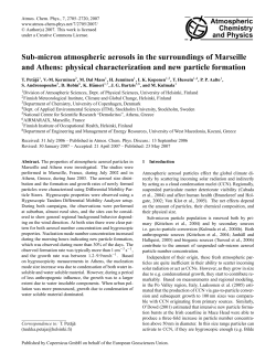 Sub-micron atmospheric aerosols in the surroundings of Marseille