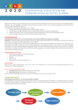 DISSEMInaTIOn, ExPLOITaTIOn anD COMMUnICaTIOn aCTIvITIES