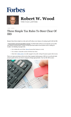 Three Simple Tax Rules To Steer Clear Of IRS - 03/31/15