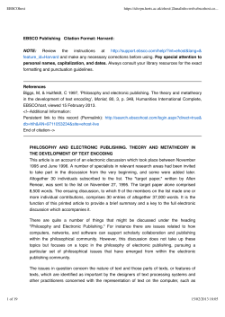 EBSCO Publishing Citation Format: Harvard: NOTE: Review the