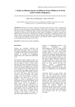 A Study on Diatoms Species in Different Water Bodies in of North