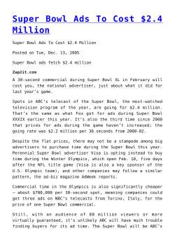Super Bowl Ads To Cost $2.4 Million