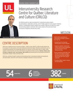 Interuniversity Research Centre for Québec Literature and Culture