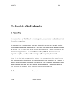 The Knowledge of the Psychoanalyst