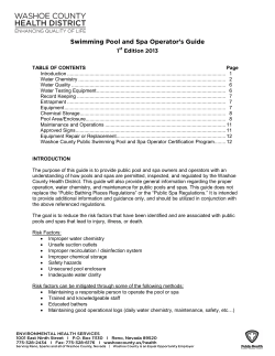 Swimming Pool and Spa Operator`s Guide