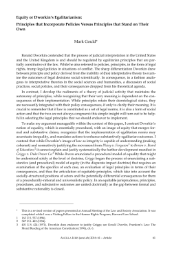 Equity or Dworkin`s Egalitarianism: Principles that