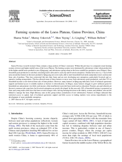 Farming systems of the Loess Plateau, Gansu Province, China