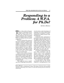 A WPA for Ph.Ds? - National Education Association