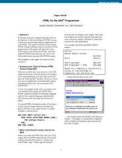 SUGI 26: HTML for the SAS(r) Programmer