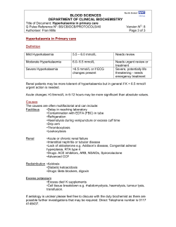 Hyperkalaemia in Primary Care