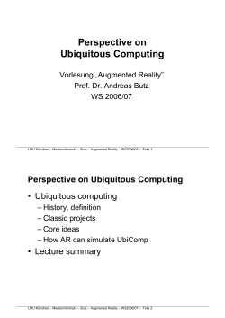Perspective on Ubiquitous Computing - Medieninformatik