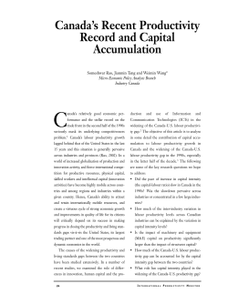 Canada`s Recent Productivity Record and Capital Accumulation