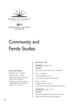 2011 HSC Examination - Community and Family