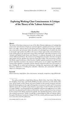 Exploring Working Class Consciousness