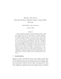 Messin` with Texas Deriving Mother`s Maiden