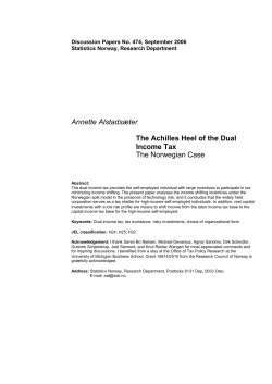 Annette Alstads&aelig;ter The Achilles Heel of the Dual Income Tax